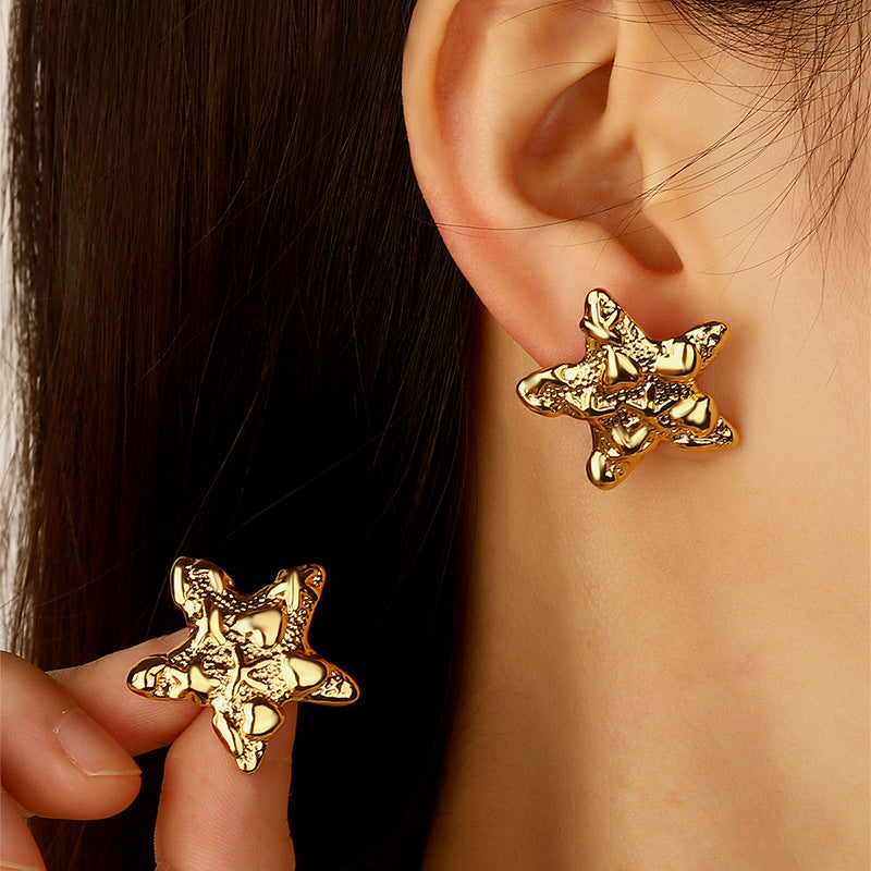 Wholesale Retro All-match Style Starfish Love Earrings Titanium Steel Fadeless Valentine's Day Earrings